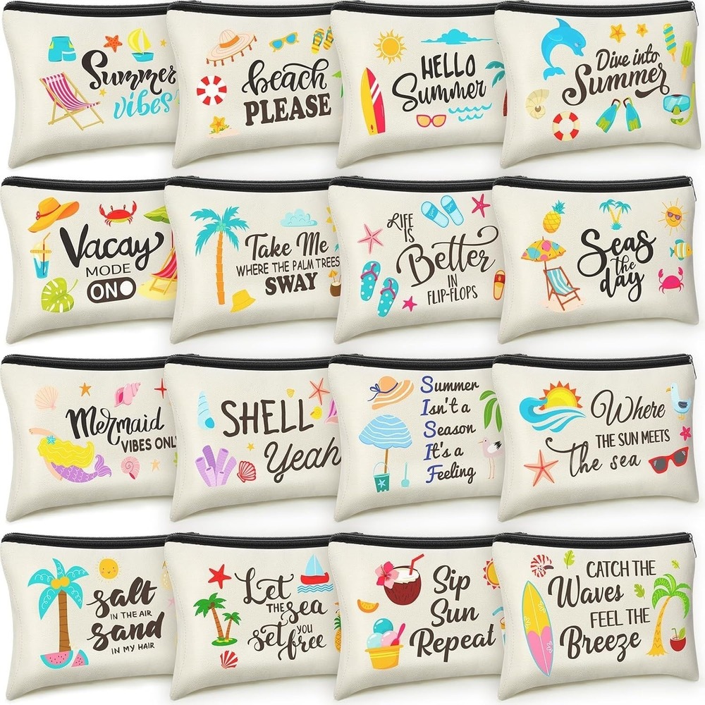 Kacctyen One Piece Random Design Beach Makeup Bag Summer Cosmetic Bag